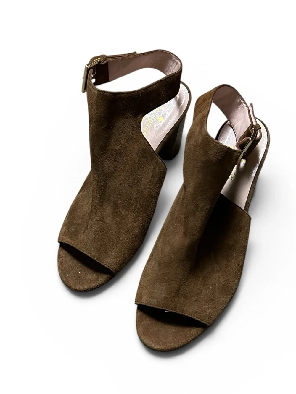 Kate Spade Emina Suede Slingback Mules Brown Block Heel Size 7.5M